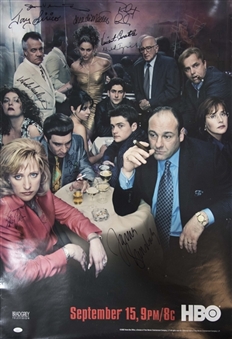 "The Sopranos" Cast Signed Original 2002 HBO 27 x 40 Poster with 11 Signatures including James Gandolfini (JSA) 